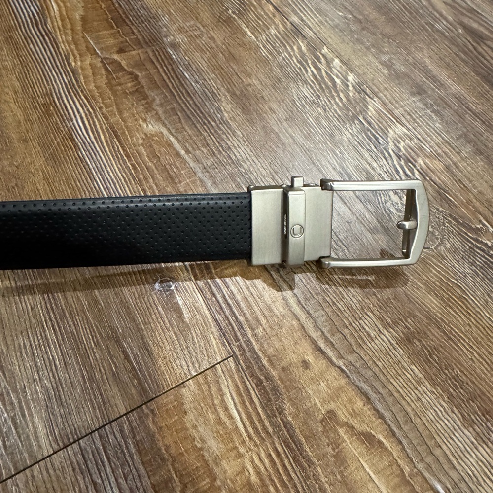 Black Leather Belt with Silver Buckle